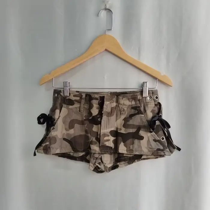 Mini-jupe camouflage Y2K américaine pour femme, sexy, taille basse, moulante, style vintage en jean,