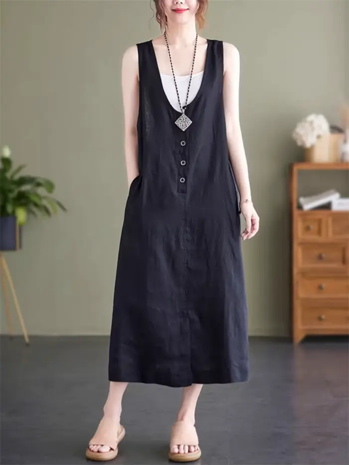 Robe en fibre de lin de coton pour femme