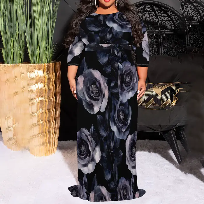 Robe longue Maxi grande taille, tenues Sexy pour femmes, robe ample et mignonne imprimée