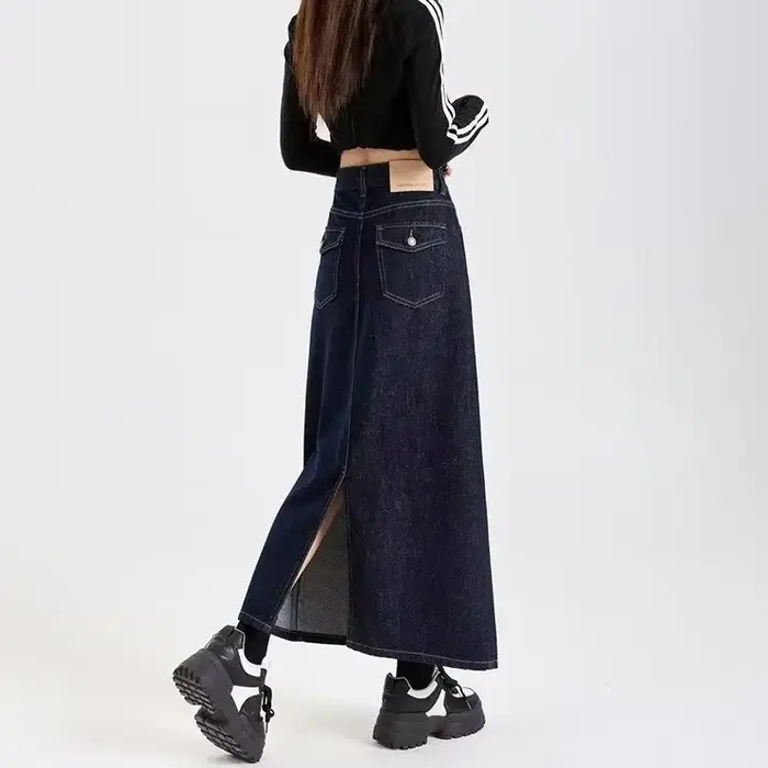 Jupe mini asymétrique en denim bleu pour femme
