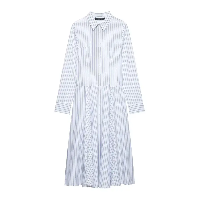 Robe midi style chemise rayée SAW Independent Station Nouvelle Arrivée Élégante Streetwear Polyester