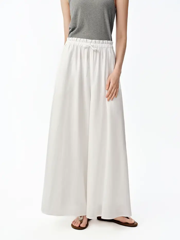 DUSHU – Jupe-culotte décontractée simple pour femme, pantalon large et ample, taille élastique, poly