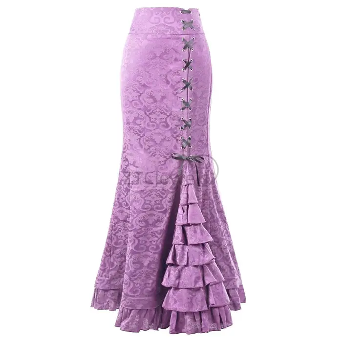 Jupe longue vintage en jacquard sirène