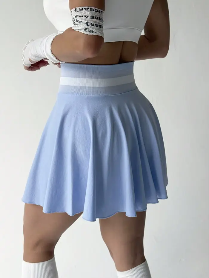 Jupe-short de tennis pour femme à taille haute avec ceinture rayée