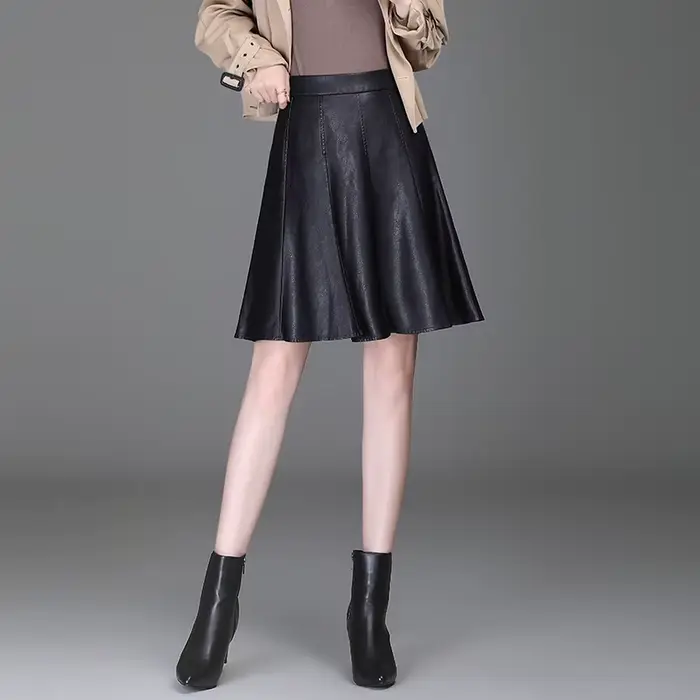 ZUZK femmes Pu cuir jupe courte printemps automne dame taille haute tout-Match jupe élégante bureau