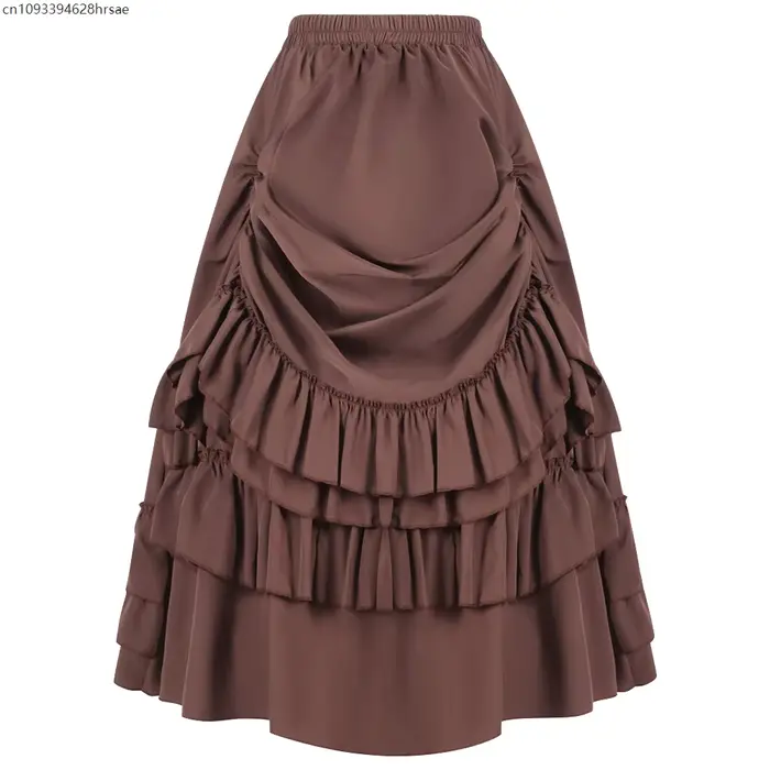 Femmes Steampunk gâteau jupe Rock gothique avec cravate cintrée Vintage victorien fête femme plis décontracté nouvelle