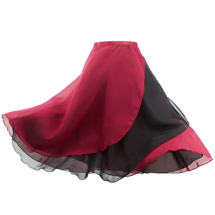 Jupe de Ballet en Mousseline de Soie Double Couche Style Tulle Chiffon pour Danseuses Occasions Spéciales Elégance Unie