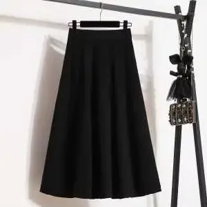 Jupe tricotée pour femmes, mode polyvalente, taille haute, Slim, ligne a, grand ourlet, nouvelle col
