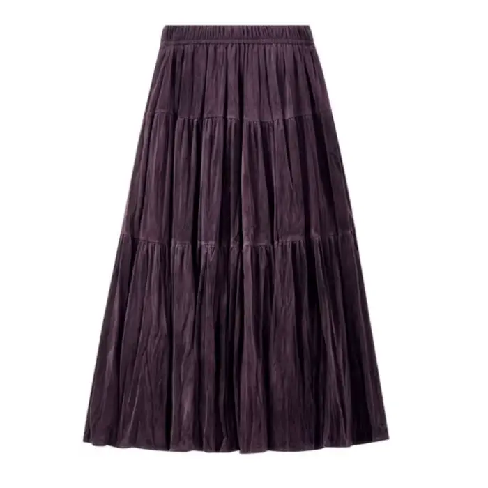 Jupe en velours Sentubila pour femme, élégante jupe à volants, automne-hiver 2026, polyester doux, taille élastique, design moderne, coupe ample trapèze, idéale pour le bureau et les soirées chic