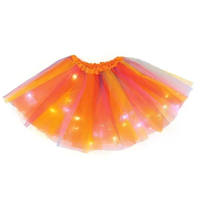 Jupes scintillantes LED pour filles, jupe en tulle arc-en-ciel pour danse de ballet, tutu court, ten