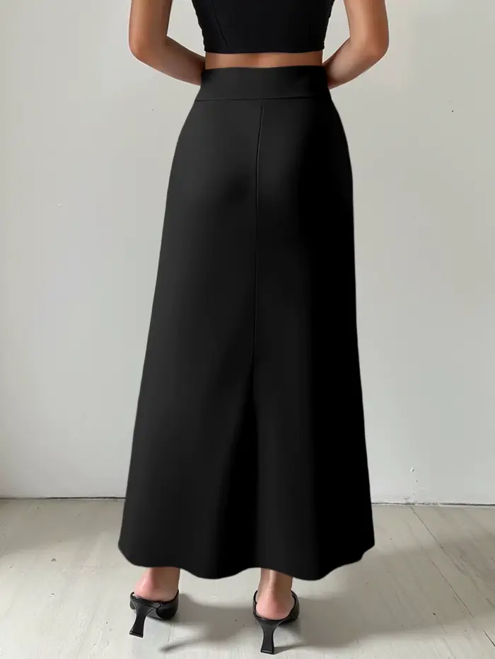 Jupe mi-longue T3T3 pour femmes, taille haute, coupe évasée, polyester élasthanne, fluidité, streetwear, photos, occasions spéciales