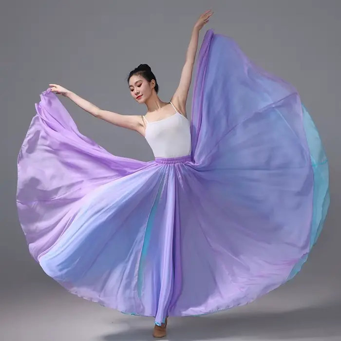 Jupe de danse classique à double couche avec rotation à 720 degrés