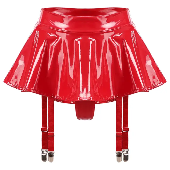Mini jupe sexy à volants pour femmes, tongs intégrées, porte-jarretelles, clips métalliques, aspect 