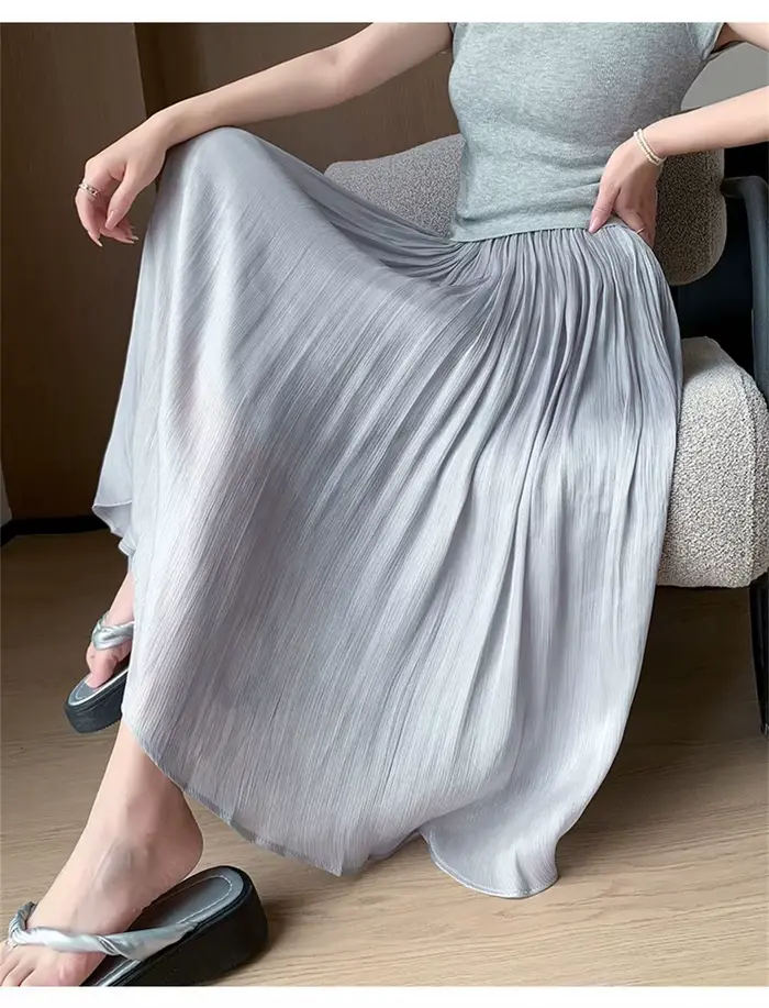Jupes longues en maille polyester et soie pour femmes, élégantes, silhouette droite, printemps été, bureau, cadeau spécial