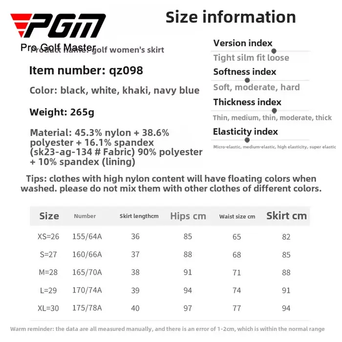 PGM Jupe de golf pour femme, jupe d'été respirante et amincissante QZ098