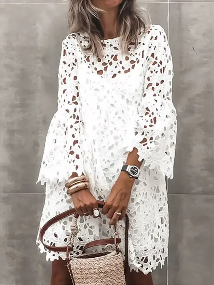 Robe d'automne de couleur unie pour femmes