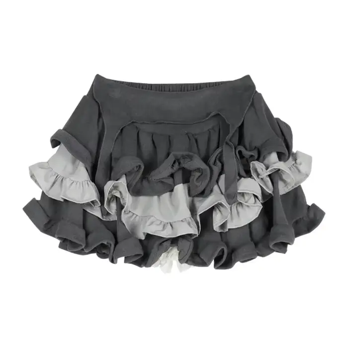 Gâteau bouffant jupes femmes conçu Hotsweet fille a-ligne gris Baggy mignon plis tout-match Mini Y2k