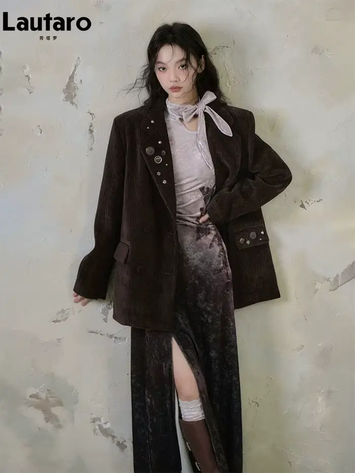 Lautaro printemps longue colorée soirée robes mi-longues femme avec fente haute élégant luxe dégradé imprimé fleuri Vlevet robe 2025