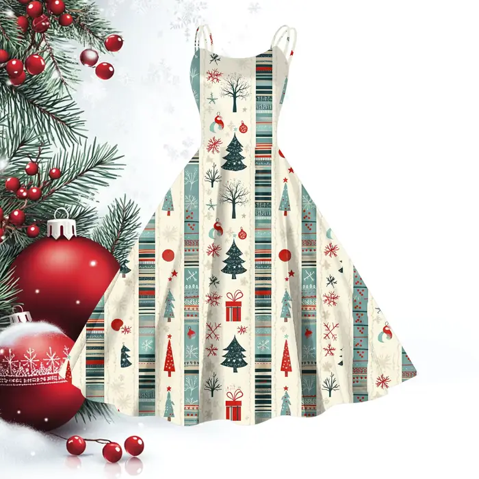 Robe de Soirée de Noël Rouge pour Femme
