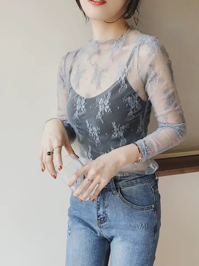 Chemise transparente sexy à base de dentelle