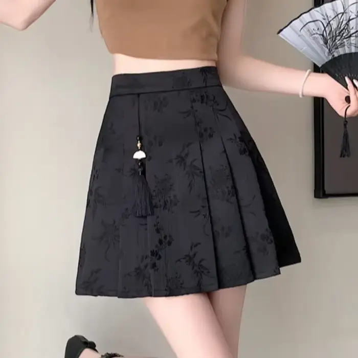 Jupe Jacquard de Style Chinois pour Femme