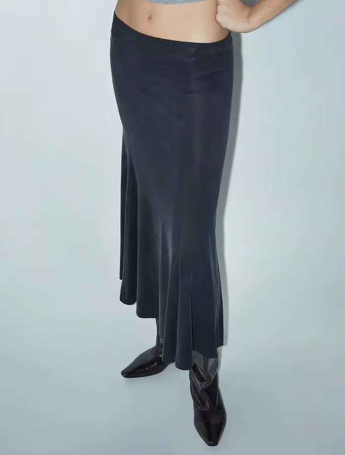 Pal25 nouvelle jupe mi-longue en tricot élastique pour femmes pour le printemps et l'automne
