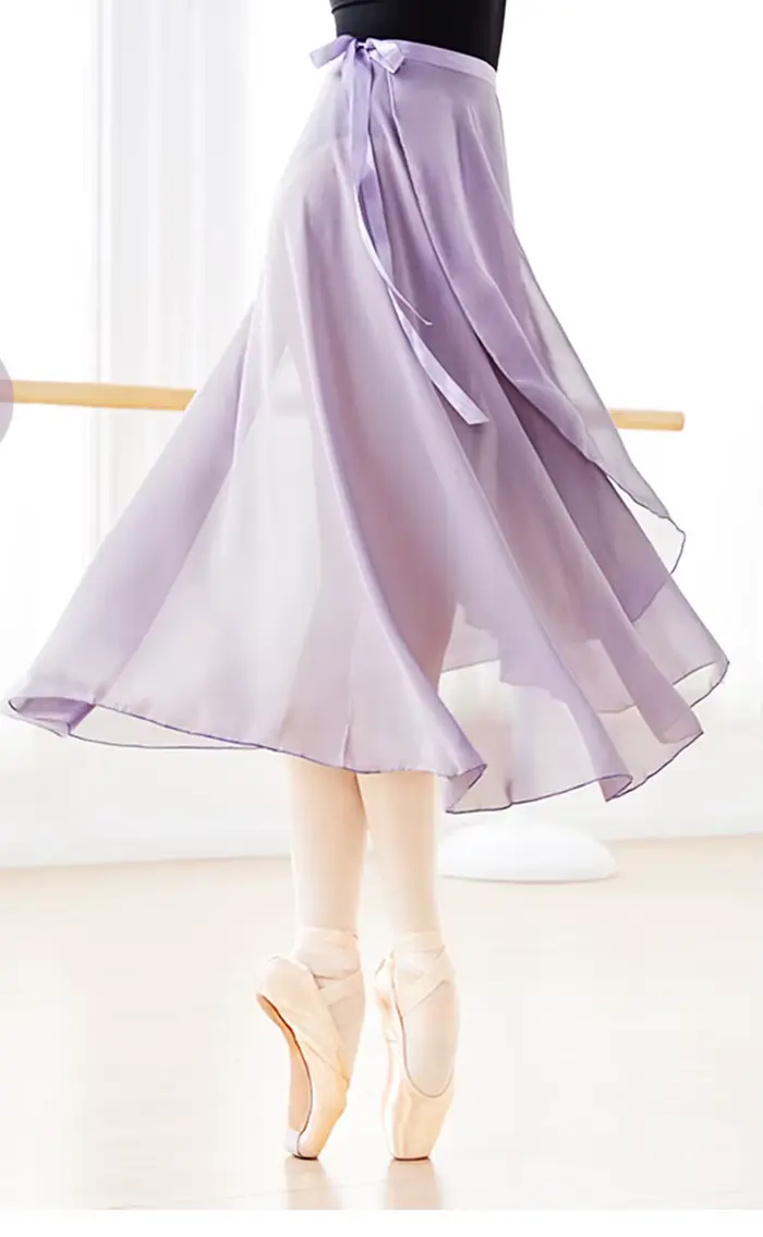 Jupe de ballet enveloppante pour femmes adultes en mousseline douce pour la danse classique, les cours de ballet et les spectacles