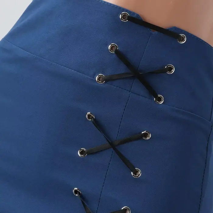Vintage gothique longues jupes de fête femmes à lacets bord à volants Punk queue de poisson jupe nouvelle taille haute