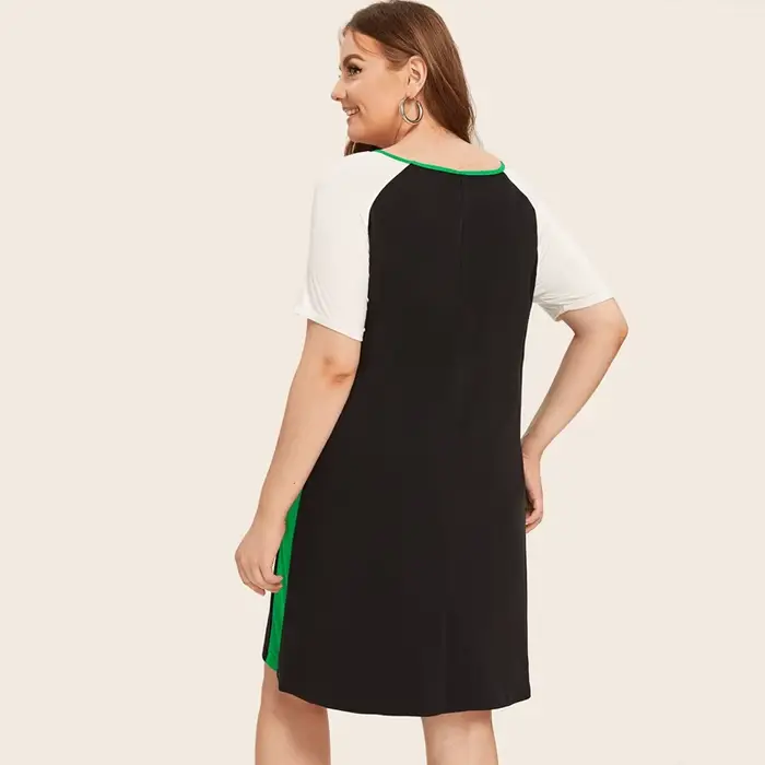 Robe d'été décontractée en jersey noir et blanc, grande taille, coupe trapèze, ample, évasée, longueur aux genoux, pour femmes occasions spéciales