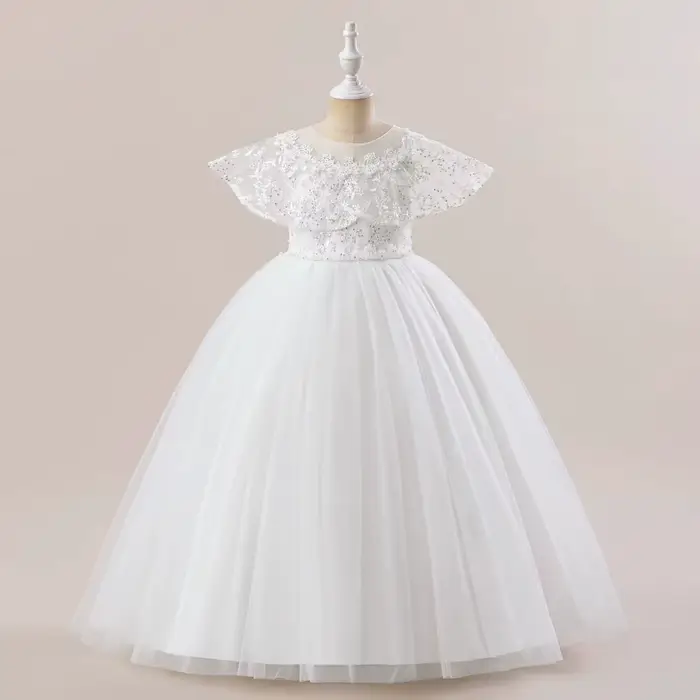 Robes longues de demoiselle d'honneur blanches élégantes pour filles, robe de mariée, robes de fête
