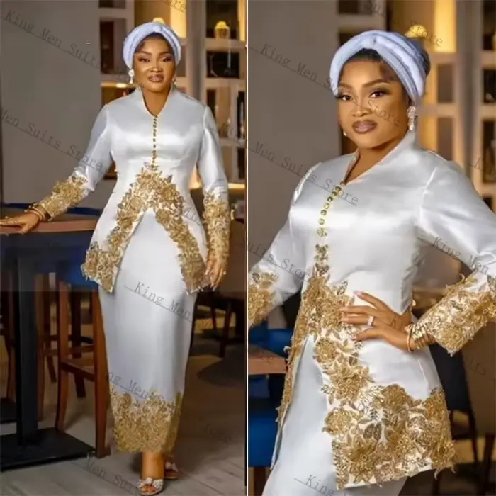 Ensemble jupe de costume en Satin blanc pour femmes