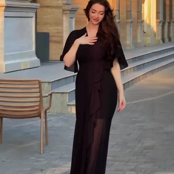 Robe longue unie pour femme