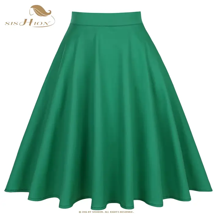 SISHION livraison directe jupe d'été verte VD0020 jupes de patineuse pivotante années 50 60 rétro Vintage taille haute