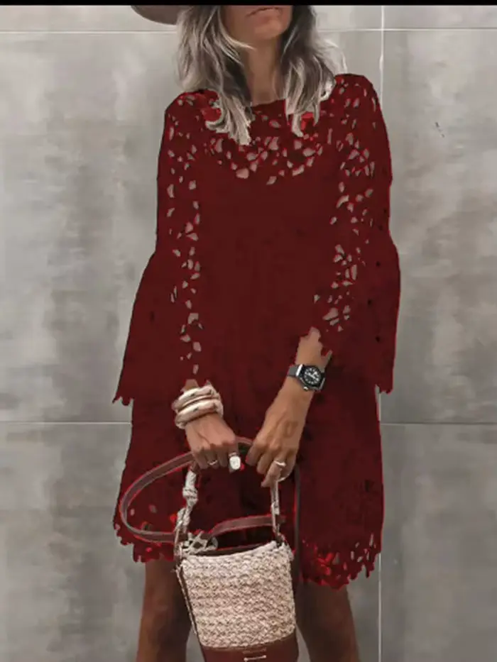 Robe d'automne de couleur unie pour femmes