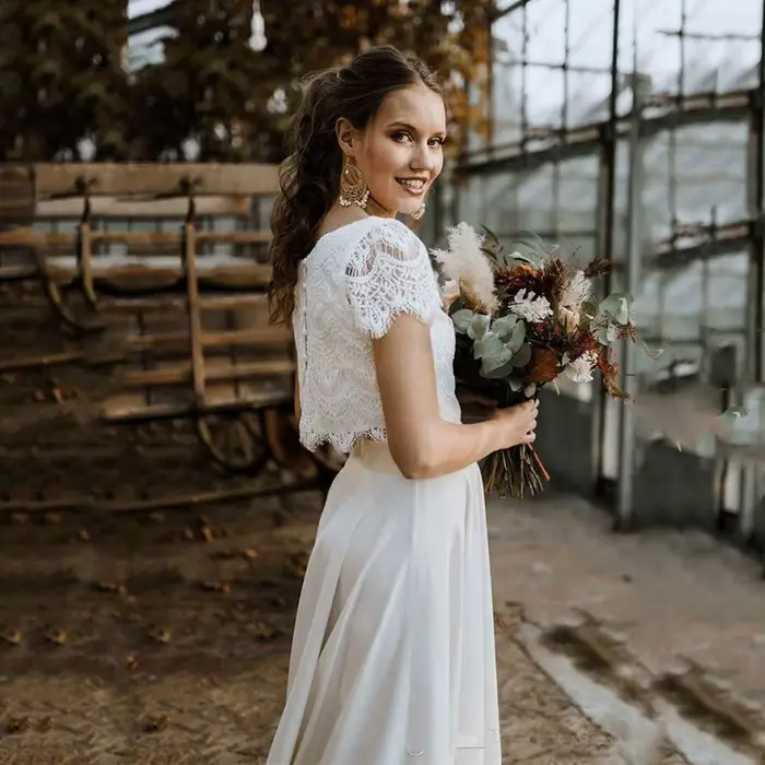 Magnifique robe de mariée deux pièces bohème