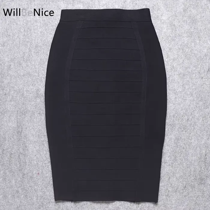 WillBeNice-Jupe crayon élastique pour femme, longueur aux genoux, sexy, slim, pour bureau, été