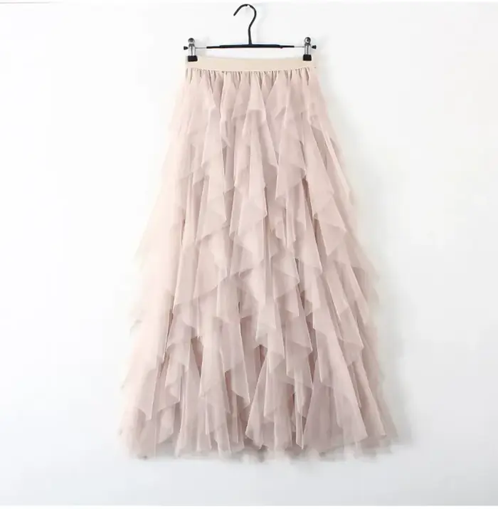 Jupe longue plissée évasée en maille élastique pour femme style streetwear occassions quotidiennes et soirées élégantes