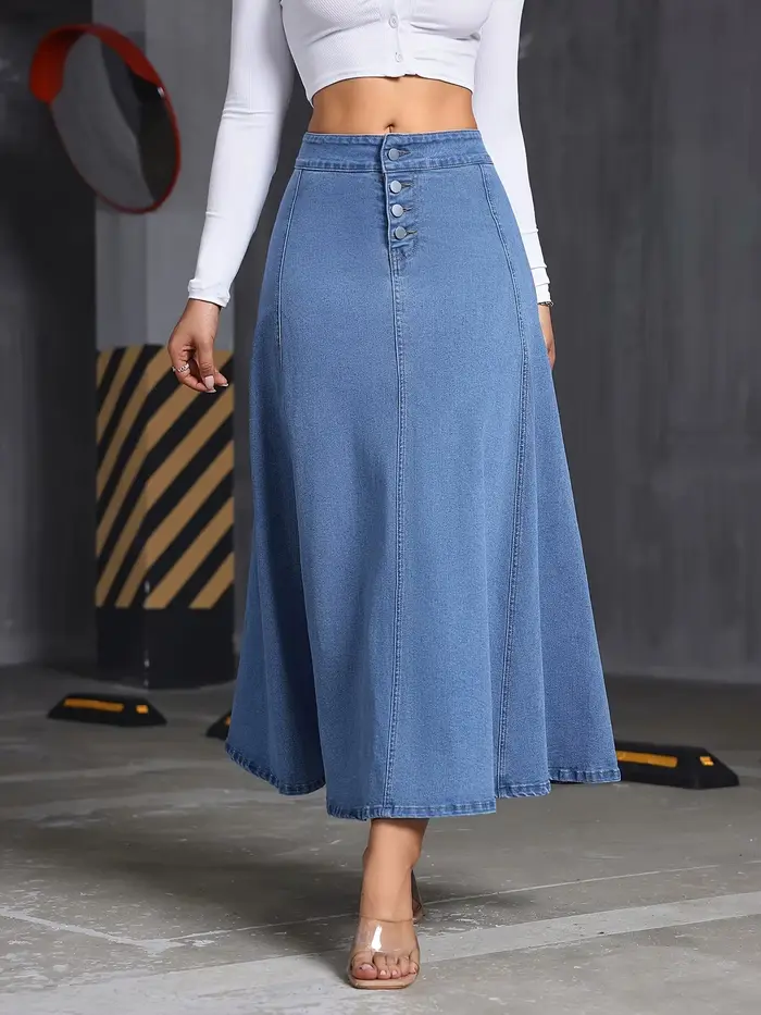 Jupe en jean ample et fluide de Mme W, avec fermeture élastique à la poche avant, jupe en jean grand