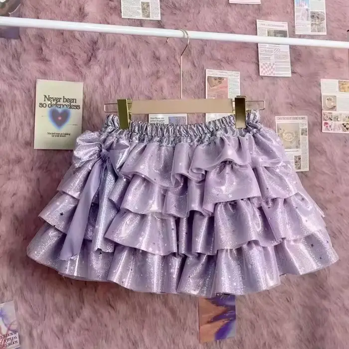 Mini-jupe d'été pour femme, style princesse, couleur violette, tendance Y2K Harajuku, avec nœud et e