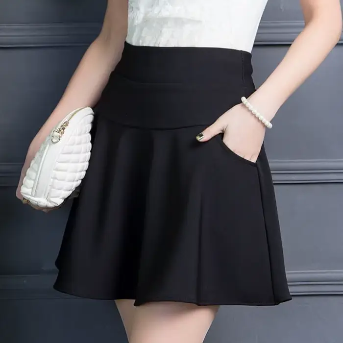 Jupes élégantes à poches contrastées, couleur unie, toutes occasions, vêtements pour femmes, nouvell