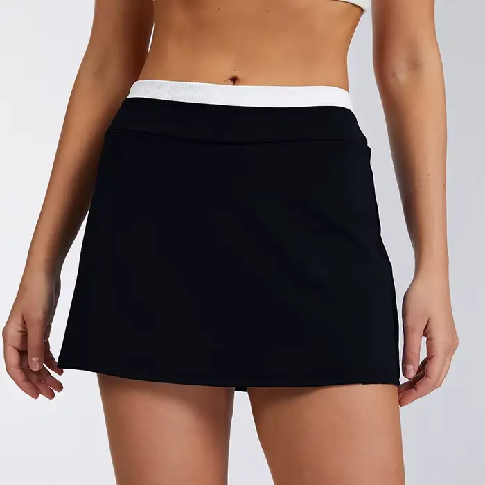 Jupe courte taille haute color-block pour femme, style sportif mi-long, sensation seconde peau, idéa