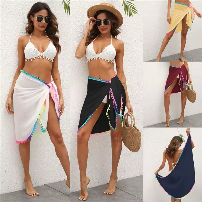 Jupe de plage Lamuusaa en polyester tricoté, design sexy et confortable pour femmes, idéale pour la plage et les soirées estivales