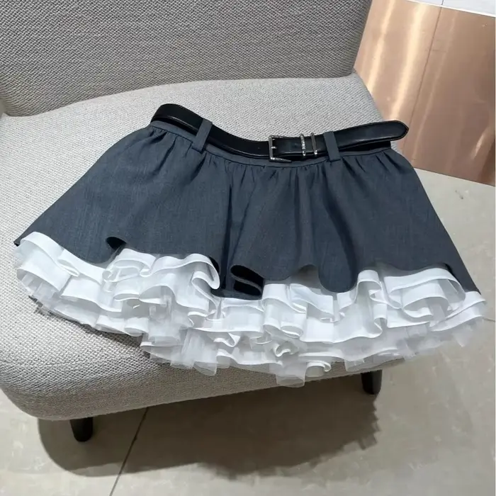 Jupe-culotte grise bouffante