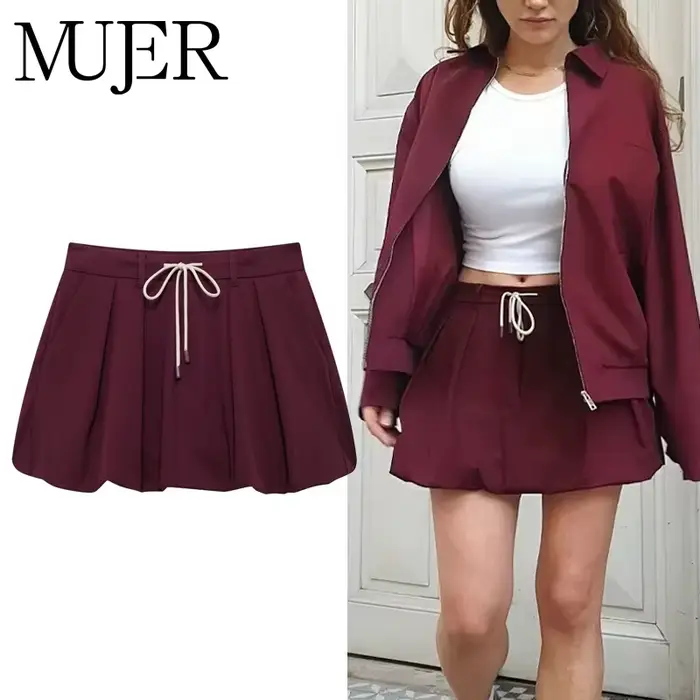 MUJER 2025 ballon Mini jupe femmes plissé taille moyenne jupes