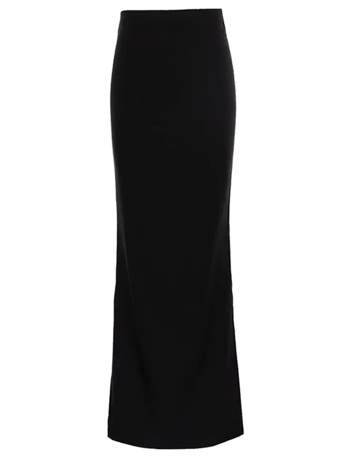 Jupes longues noires élégantes pour femmes avec coupe crayon sans couture, saison automne-hiver, matériau coton-polyester, tailles S, M, L, ajustement mince et longueur cheville