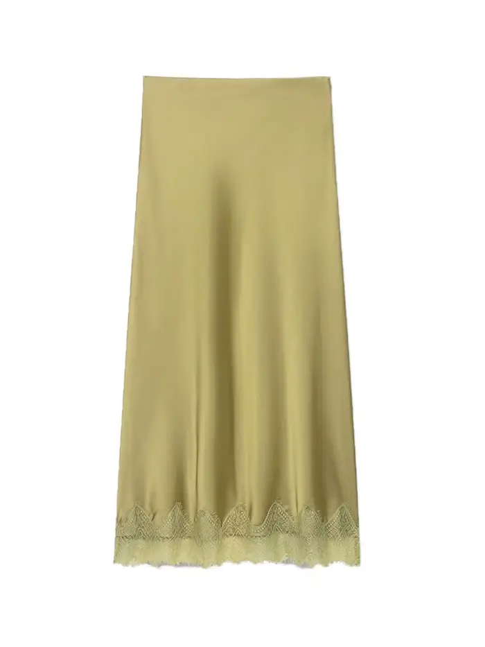 Jupe midi droite taille haute en dentelle pour femme