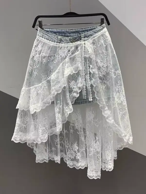 Jupe en jean taille haute amincissante pour femme
