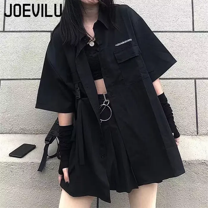 Ensemble Jupe Gothique, Chemise à Manches Longues, Tenue Y2K Coréenne Moderne pour Femmes Occasions Spéciales
