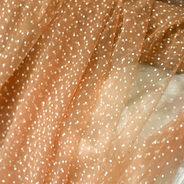 Tulle transparent en maille floquée
