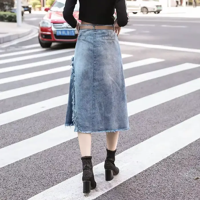 Jupes en jean à fermeture éclair pour femmes